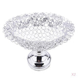 Maxbell 2 pcs Crystal Fruit Tray Candy Dish Wedding Centerpiece Table Oval Silver