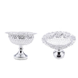 Maxbell 2 pcs Crystal Fruit Tray Candy Dish Wedding Centerpiece Table Oval Silver