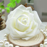 Maxbell 100Pcs Foam Rose Heads Artificial Flower Bridal Bouquet Decor Sapphire+Cream