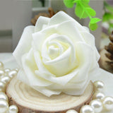 Maxbell 100Pcs Foam Rose Heads Artificial Flower Bridal Bouquet Decor Sapphire+Cream