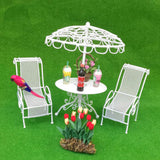 Maxbell 2 Piece 1/12 Dollhouse Miniature Table Chairs Set Outdoor Garden Scene Model