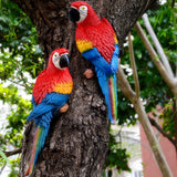 Maxbell 2x Realistic Parrot Resin Bird Animal Ornament Hanging 31cm Red Left + Right