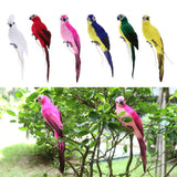 Maxbell 2x Realistic Parrot Artificial Feather Bird Animal Ornament White & Rose Red