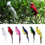 Maxbell 2x Realistic Parrot Artificial Feather Bird Animal Ornament White & Rose Red