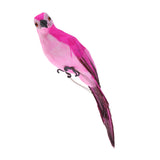 Maxbell 2x Realistic Parrot Artificial Feather Bird Animal Ornament White & Rose Red