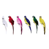 Maxbell 2x Realistic Parrot Artificial Feather Bird Animal Ornament White & Rose Red