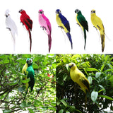 Maxbell 2x Realistic Parrot Artificial Feather Bird Animal Ornament White & Rose Red