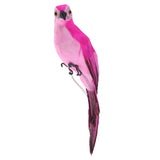 Maxbell 2x Realistic Parrot Artificial Feather Bird Animal Ornament White & Rose Red