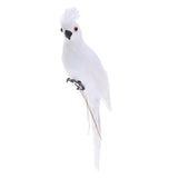 Maxbell 2x Realistic Parrot Artificial Feather Bird Animal Ornament White & Rose Red