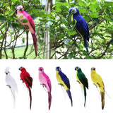 Maxbell 2x Realistic Parrot Artificial Feather Bird Animal Ornament White & Rose Red