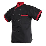 Maxbell Unisex Chef Jacket Stripe Short Sleeve Hotel Kitchen Chefwear Coat L Set