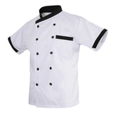 Maxbell Unisex Chef Jacket Stripe Short Sleeve Hotel Kitchen Chefwear Coat L Set