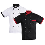 Maxbell Unisex Chef Jacket Stripe Short Sleeve Hotel Kitchen Chefwear Coat L Set