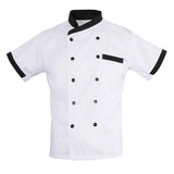 Maxbell Unisex Chef Jacket Stripe Short Sleeve Hotel Kitchen Chefwear Coat L Set