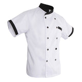 Maxbell Unisex Chef Jacket Stripe Short Sleeve Hotel Kitchen Chefwear Coat L Set