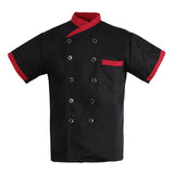 Maxbell Unisex Chef Jacket Stripe Short Sleeve Hotel Kitchen Chefwear Coat L Set