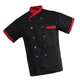 Maxbell Unisex Chef Jacket Stripe Short Sleeve Hotel Kitchen Chefwear Coat L Set