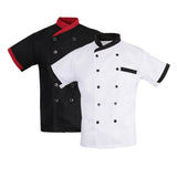 Maxbell Unisex Chef Jacket Stripe Short Sleeve Hotel Kitchen Chefwear Coat L Set