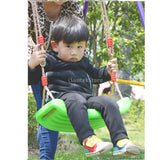 Maxbell 2 Pieces Outdoor Swing Set Thick Seat with Adjustable Ropes Playground Toys