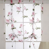 Maxbell 2 Pieces Peony Floral Roman Shades Window Curtain Sheer Voile S & L