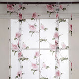 Maxbell 2 Pieces Peony Floral Roman Shades Window Curtain Sheer Voile S & L