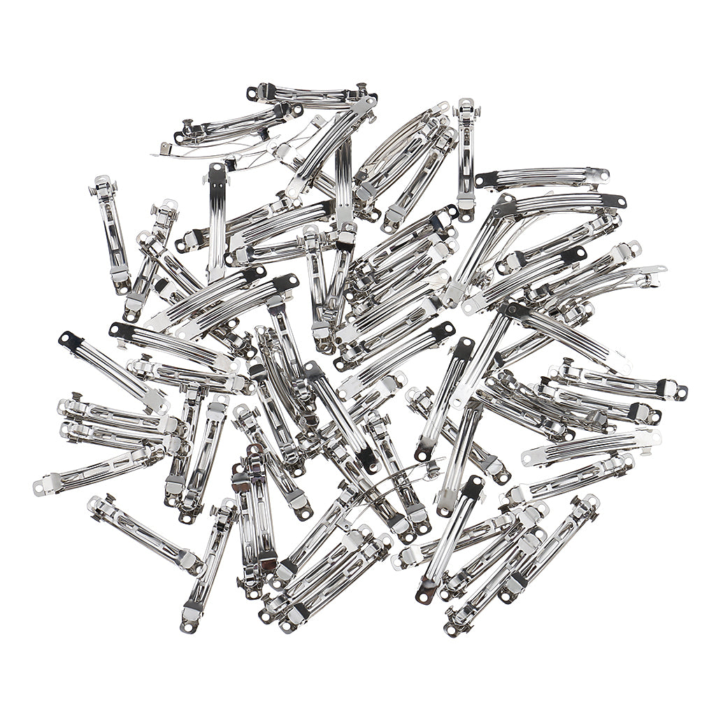 Maxbell 100 Pcs Blank French Barrette Hair Clip Slide DIY Craft Accessories 7 x 58mm