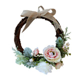 Maxbell 2pcs Rattan Artificial Flower Wreath Front Door Wreath Wedding Decor Cream