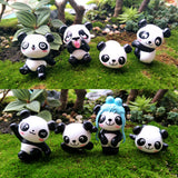 Maxbell 8 pieces Funny Panda Bear Statue and 4 Pieces Garden Decor Cute Panda Statue