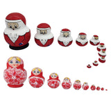 Maxbell 2Sets Hand Painted Wooden Russian Nesting Doll Santa And Flower Girl Pattern