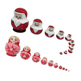 Maxbell 2Sets Hand Painted Wooden Russian Nesting Doll Santa And Flower Girl Pattern