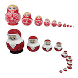 Maxbell 2Sets Hand Painted Wooden Russian Nesting Doll Santa And Flower Girl Pattern