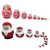 Maxbell 2Sets Hand Painted Wooden Russian Nesting Doll Santa And Flower Girl Pattern