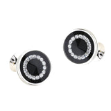 Maxbell 2 Pair Fashion Men Shirts Classic Black Round Crystal Cufflinks for Wedding