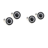 Maxbell 2 Pair Fashion Men Shirts Classic Black Round Crystal Cufflinks for Wedding