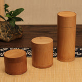 Maxbell 2pcs Round Tube Bamboo Tea Canisters Tea Barrel Matcha Tea Box Tea Tins