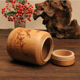 Maxbell 2pcs Round Tube Bamboo Tea Canisters Tea Barrel Matcha Tea Box Tea Tins