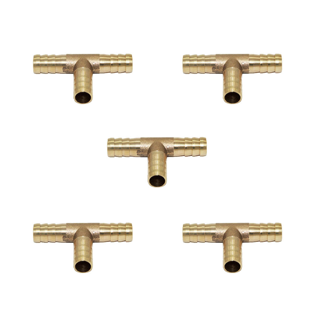 Maxbell 10pcs Brass Barb T Type Joiner Fuel Hose Joiner Tee Connector Air Water Gas