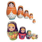 Maxbell 2 Sets Cute Girls Wooden Russian Nesting Dolls Babushka Matryoshka Toys