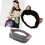 Maxbell 2 Pieces Cat Ear Make Up Face Washing Shower Mask Hairband Snood Headband