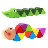 Maxbell Pack of 2 Wooden Caterpillar Crocodile Toy Set Montessori Toys for Kids