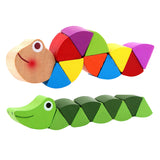 Maxbell Pack of 2 Wooden Caterpillar Crocodile Toy Set Montessori Toys for Kids