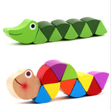 Maxbell Pack of 2 Wooden Caterpillar Crocodile Toy Set Montessori Toys for Kids