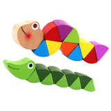 Maxbell Pack of 2 Wooden Caterpillar Crocodile Toy Set Montessori Toys for Kids