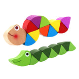 Maxbell Pack of 2 Wooden Caterpillar Crocodile Toy Set Montessori Toys for Kids