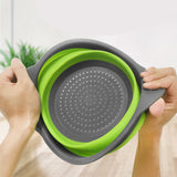 Maxbell Collapsible Colander Strainer Kitchen Fruit Filter Basket Round Green S + L