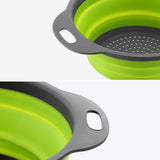 Maxbell Collapsible Colander Strainer Kitchen Fruit Filter Basket Round Green S + L