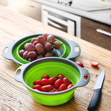 Maxbell Collapsible Colander Strainer Kitchen Fruit Filter Basket Round Green S + L