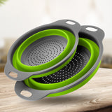 Maxbell Collapsible Colander Strainer Kitchen Fruit Filter Basket Round Green S + L