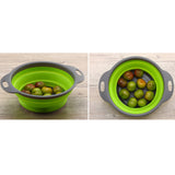 Maxbell Collapsible Colander Strainer Kitchen Fruit Filter Basket Round Green S + L