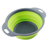 Maxbell Collapsible Colander Strainer Kitchen Fruit Filter Basket Round Green S + L